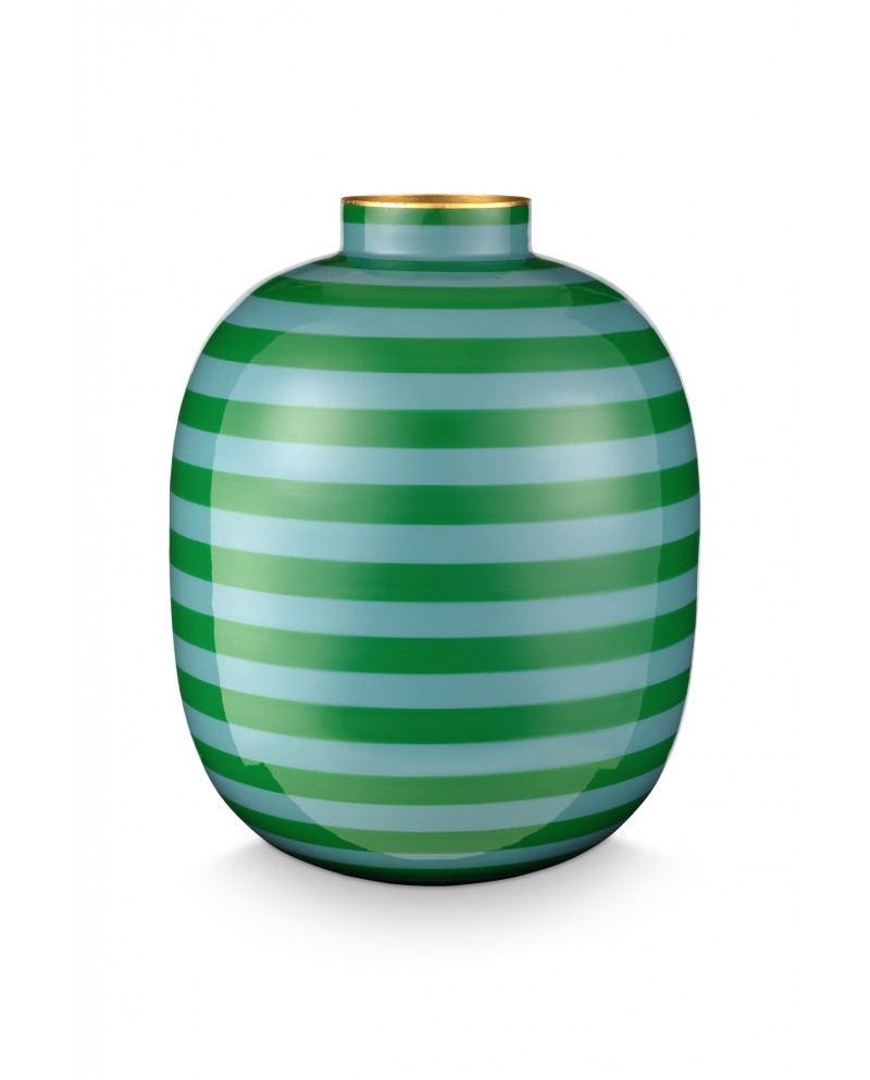Vase Metal Stripes Green PIP STUDIO