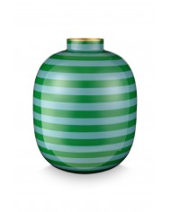 Vase Metal Stripes Green PIP STUDIO