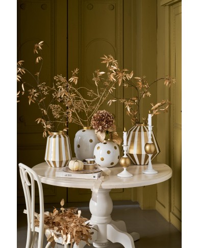 Candle Holder Metal Sphere Small White-Gold PIP STUDIO