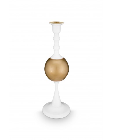 Candle Holder Metal Sphere Medium White-Gold PIP STUDIO