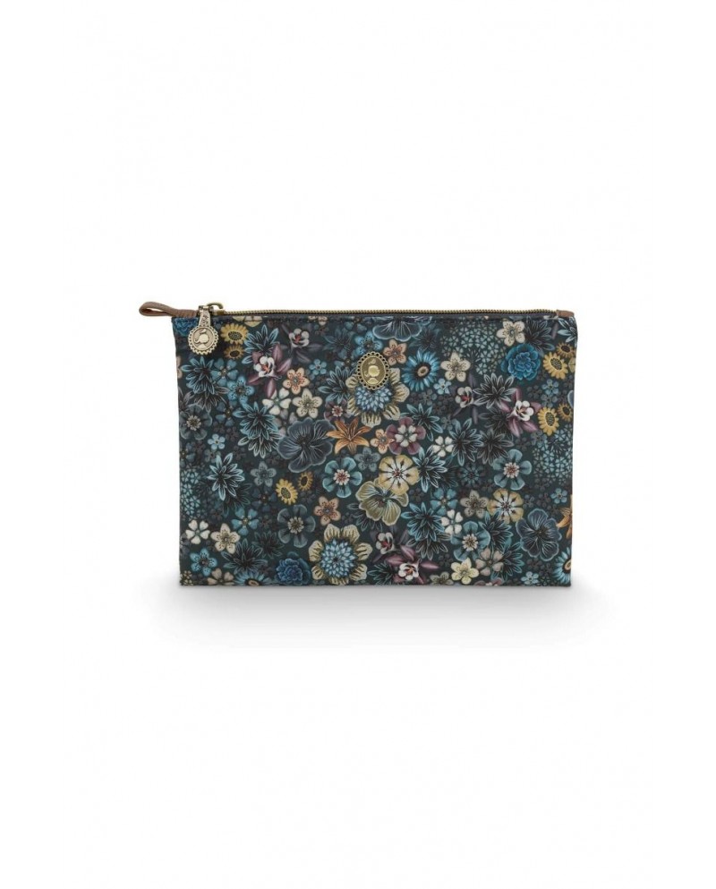 Cosmetic Flat Pouch Medium Tutti i Fiori Blue PIP STUDIO